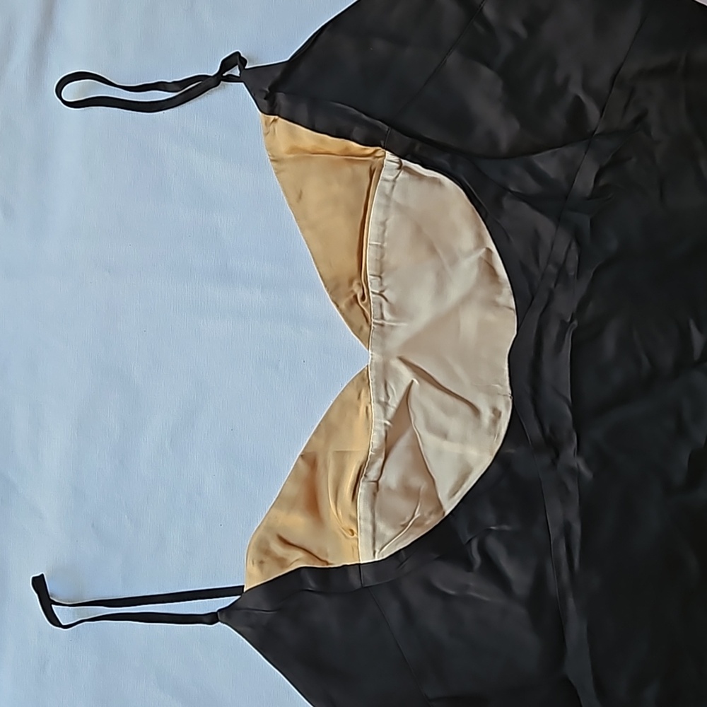 Anthropologie Black Mini Slip Dress with Cream Bust Detail - Picture 4 of 6